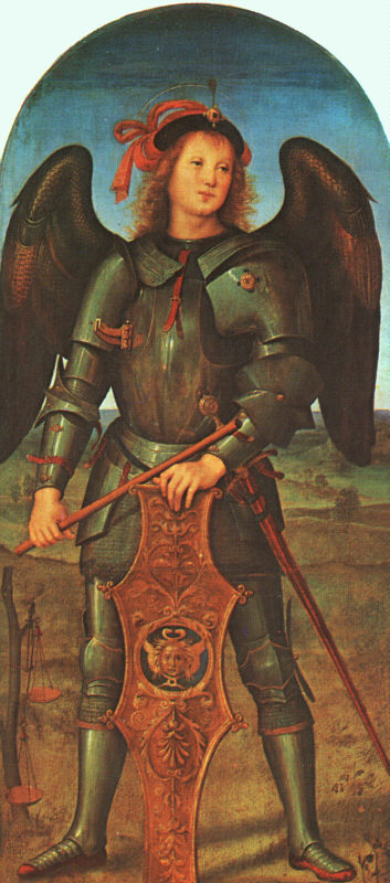 St Michael by Perugino, circa 1500.jpg